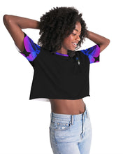 Load image into Gallery viewer, Blue&amp;Purple Rose Women&#39;s Lounge Cropped Tee
