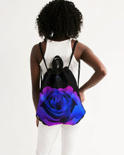 Load image into Gallery viewer, Blue and Purple Rose Canvas Drawstring Bag
