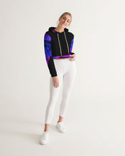 Load image into Gallery viewer, Blue&amp;Purple Rose Women&#39;s Cropped Hoodie
