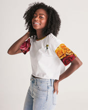 Load image into Gallery viewer, Fall Roses White Women&#39;s Lounge Cropped Tee
