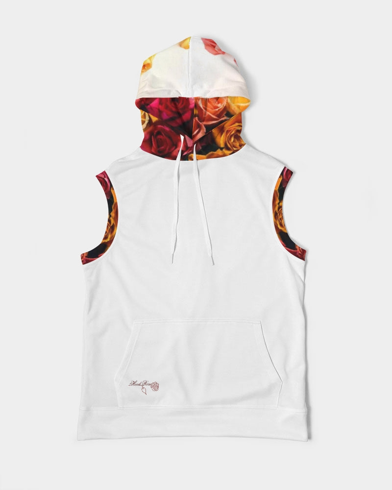 Fall Roses White Men's Premium Heavyweight Sleeveless Hoodie
