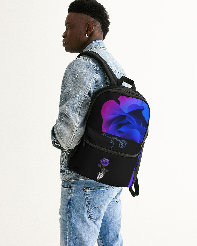Blue and Purple Rose Small Canvas Backpack