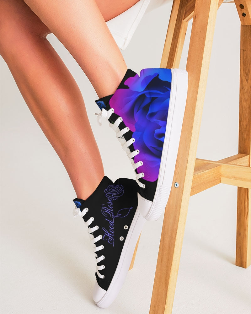 Blue&Purple Rose Women's Hightop Canvas Shoe