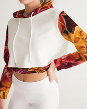 Load image into Gallery viewer, Fall Roses White Women&#39;s Cropped Hoodie
