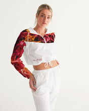 Load image into Gallery viewer, Fall Roses White Women&#39;s Cropped Windbreaker
