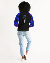 Load image into Gallery viewer, Blue&amp;Purple Rose Women&#39;s Bomber Jacket
