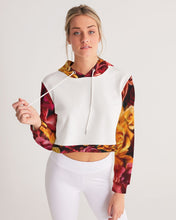 Load image into Gallery viewer, Fall Roses White Women&#39;s Cropped Hoodie
