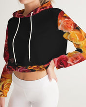 Load image into Gallery viewer, Fall Roses-Black Women&#39;s Cropped Hoodie
