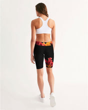 Load image into Gallery viewer, Fall Roses-Black Women&#39;s Mid-Rise Bike Shorts
