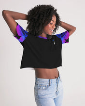 Load image into Gallery viewer, Blue&amp;Purple Rose Women&#39;s Lounge Cropped Tee
