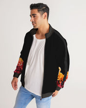 Load image into Gallery viewer, Fall Roses-Black Men&#39;s Stripe-Sleeve Track Jacket
