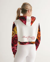 Load image into Gallery viewer, Fall Roses White Women&#39;s Cropped Hoodie
