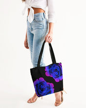 Load image into Gallery viewer, Blue&amp;Purple Rose Canvas Zip Tote
