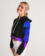 Load image into Gallery viewer, Blue&amp;Purple Rose Women&#39;s Cropped Hoodie

