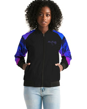 Load image into Gallery viewer, Blue&amp;Purple Rose Women&#39;s Bomber Jacket
