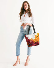 Load image into Gallery viewer, Fall Roses White Canvas Zip Tote
