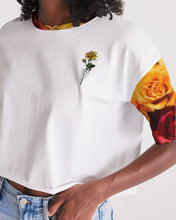 Load image into Gallery viewer, Fall Roses White Women&#39;s Lounge Cropped Tee
