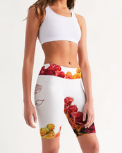 Load image into Gallery viewer, Fall Roses White Women&#39;s Mid-Rise Bike Shorts
