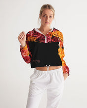 Load image into Gallery viewer, Fall Roses-Black Women&#39;s Cropped Windbreaker
