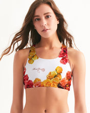 Load image into Gallery viewer, Fall Roses White Women&#39;s Seamless Sports Bra
