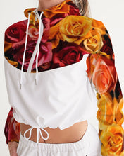Load image into Gallery viewer, Fall Roses White Women&#39;s Cropped Windbreaker
