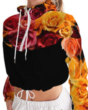 Load image into Gallery viewer, Fall Roses-Black Women&#39;s Cropped Windbreaker
