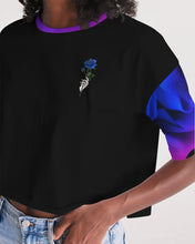 Load image into Gallery viewer, Blue&amp;Purple Rose Women&#39;s Lounge Cropped Tee
