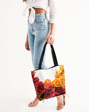 Load image into Gallery viewer, Fall Roses White Canvas Zip Tote
