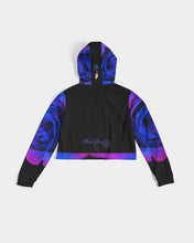 Load image into Gallery viewer, Blue&amp;Purple Rose Women&#39;s Cropped Hoodie

